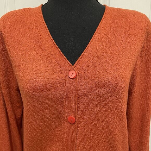 Christopher & Banks Button Up Cardigan V-Neck‎ Lightweight Orange Women's Small - Picture 5 of 7